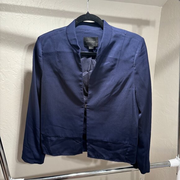 August 1 Eight Navy Satin Open Front Blazer Jacket – Women’s M - Picture 3 of 5